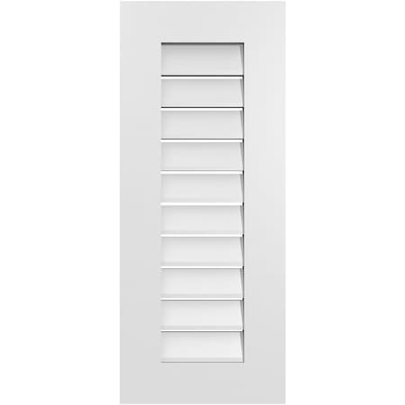 Ekena Millwork Vertical Surface Mount PVC Gable Vent: Functional, w/ 3-1/2"W x 1"P Standard Frame, 14"W x 34"H GVPVE14X3401SF
